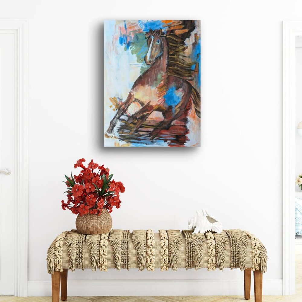 Original Horse Painting Wall Art Abstract Realism - Picture 2 of 4